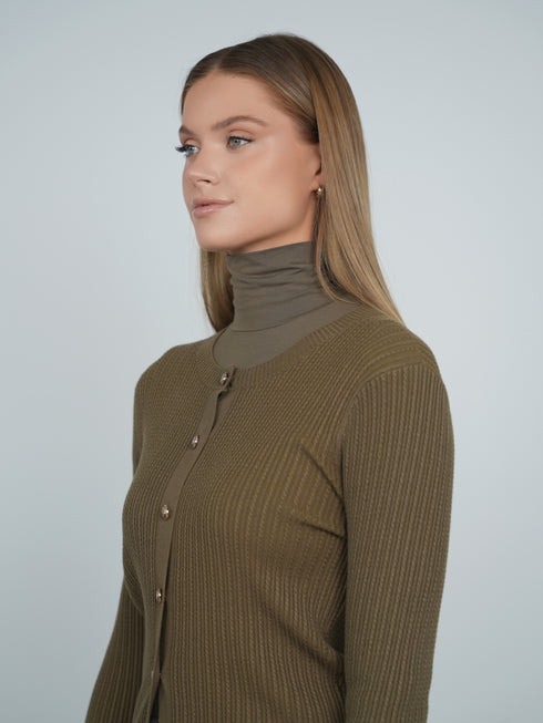 Point Tiny Cable Cardigan in Olive